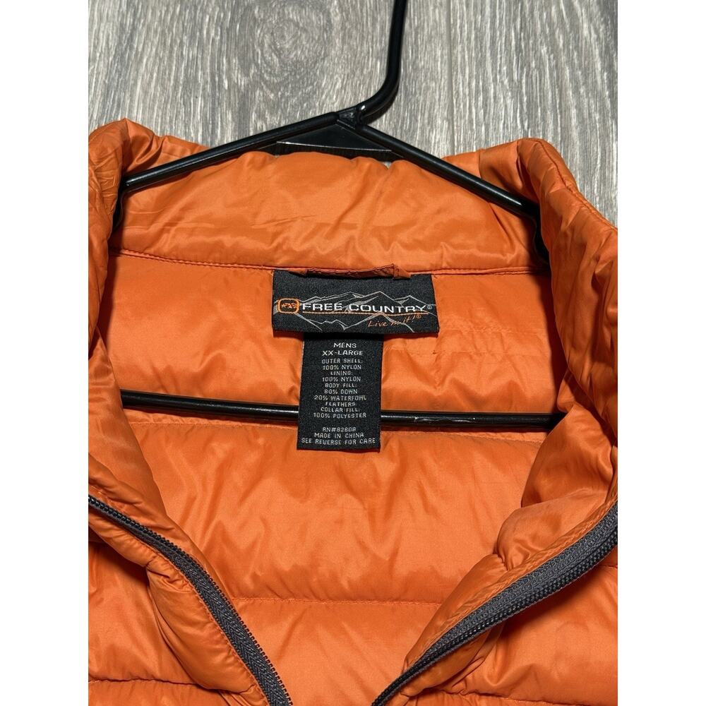 Free Country Down Fill Puffer Vest Mens XXL Orange Zip Hiking Hunting Gorpcore - Picture 4 of 8